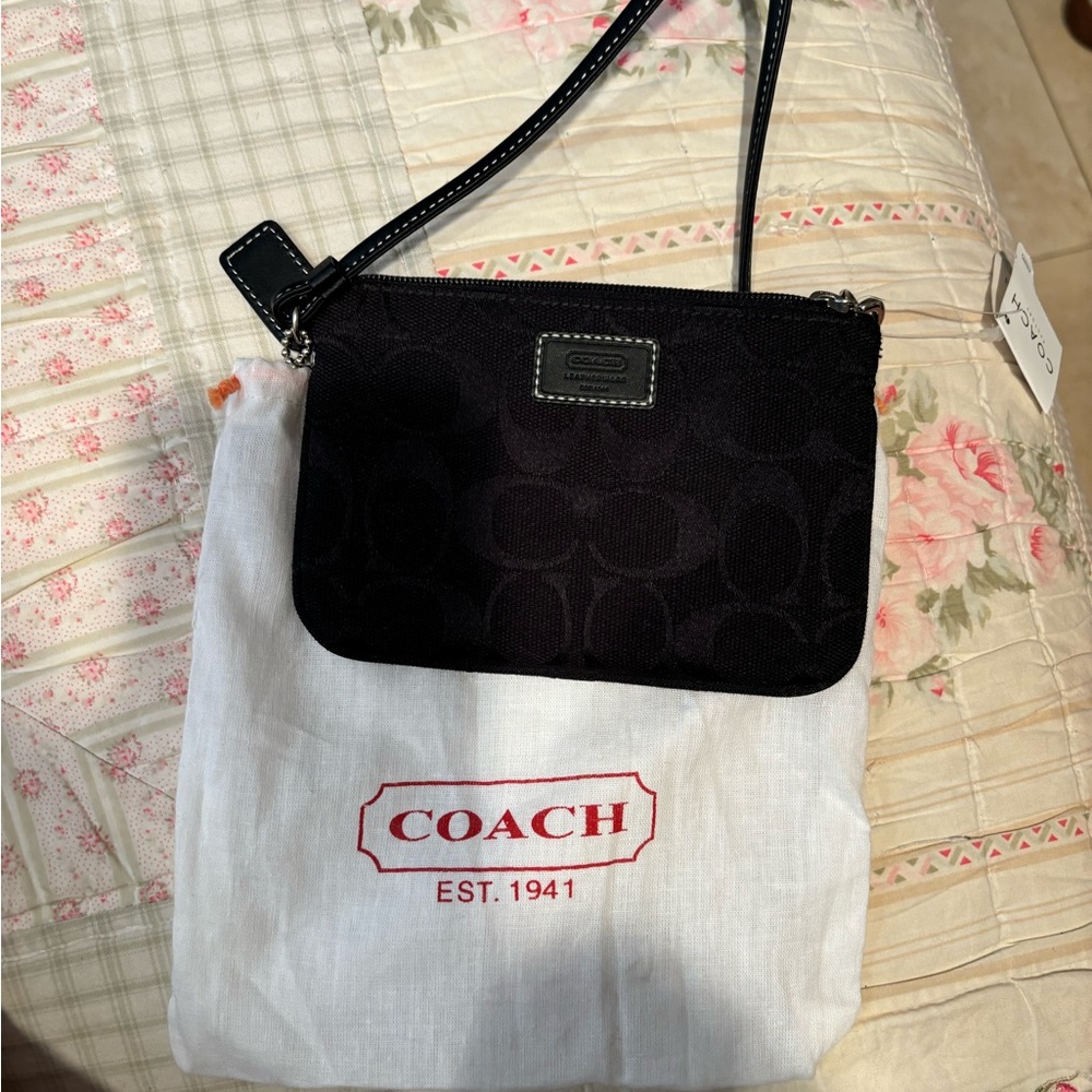 Coach Black Signature Canvas Wristlet